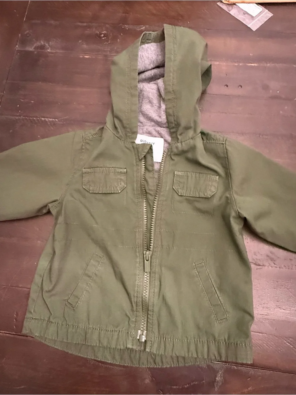 Old Navy Olive Green Hooded Kids Raincoat